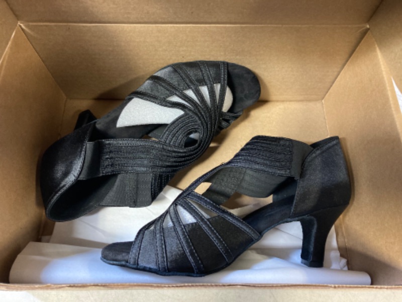 Photo 2 of Ballroom Dance Shoes Women Latin Salsa Practice Dancer Shoes 2.5'' Heels YT02 8 Black