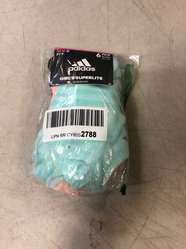 Photo 2 of Adidas Socks, Superlite, Girl's, Shoe Size L - 6 pair