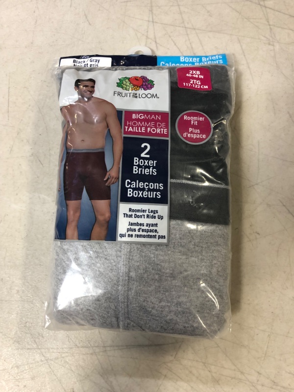 Photo 1 of Fruit of the Loom Men's Big Man Black/Gray Boxer Brief(Pack of 2) 2XB/46-48 Assorted