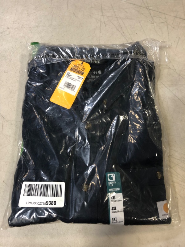 Photo 1 of Carhartt Men's Rugged Flex Relaxed Fit Midweight Canvas Short-Sleeve Shirt 4X-Large Navy