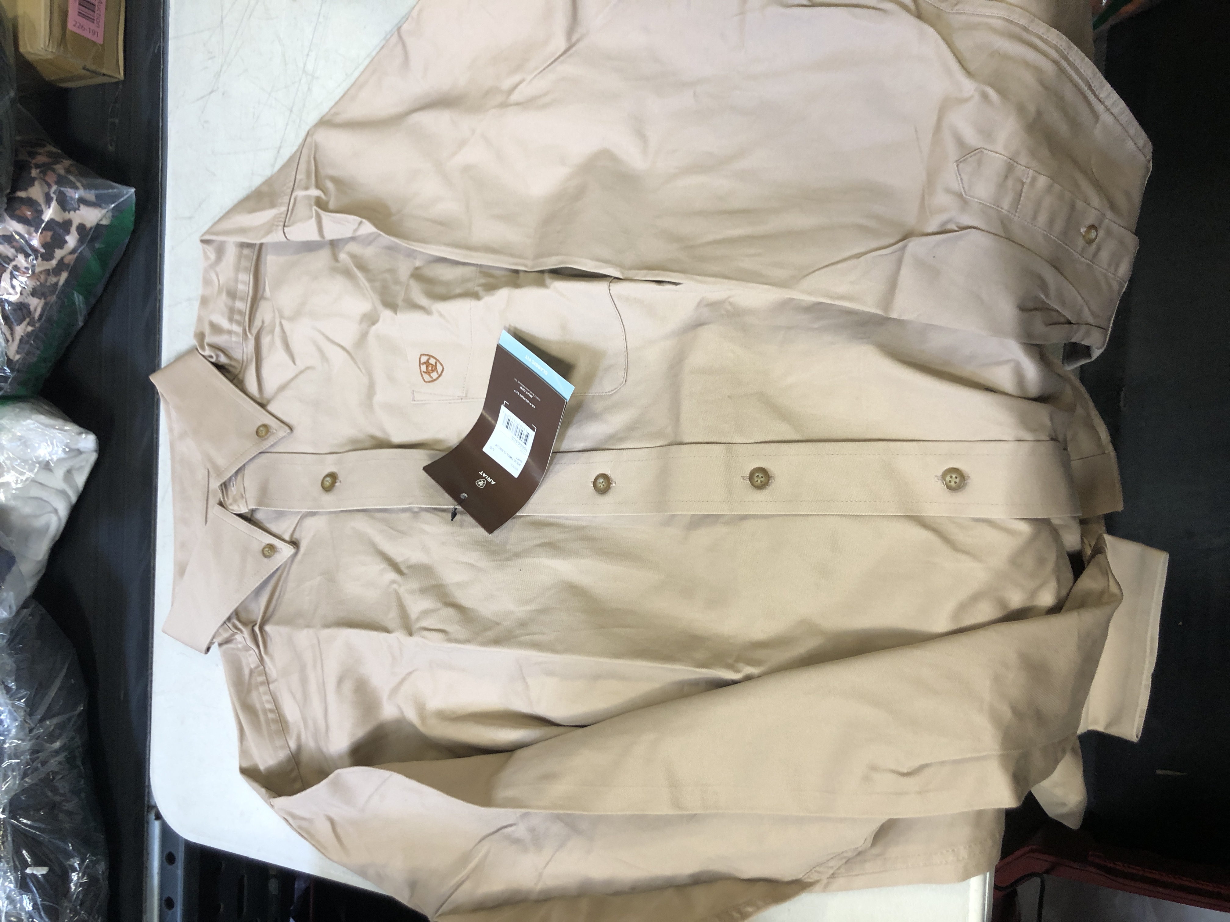 Photo 2 of ARIAT Solid Twill Classic Fit Shirt-Men's Long Sleeve Western Button-Down Large Khaki