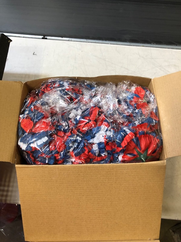Photo 2 of 200 Pcs Patriotic Artificial Flowers 4th of July Artificial Flower Independence Day Party Decoration Red Blue White Carnation for Memorial Day Funeral Arrangement Wedding Bouquet Cemetery Wreath Craft