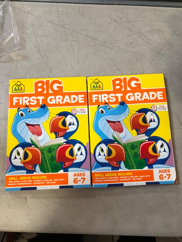 Photo 2 of  2PC School Zone - Big First Grade Workbook - 320 Spiral Pages, Ages 6 to 7, 1st Grade, Reading, Parts of Speech, Basic Math, Word Problems, Time, Money, Fractions, and More (Big Spiral Bound Workbooks)