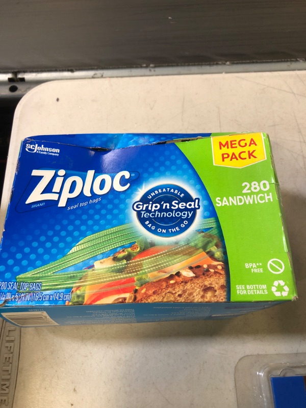 Photo 2 of Ziploc Sandwich and Snack Bags for On the Go Freshness, Grip 'n Seal Technology for Easier Grip, Open, and Close, 280 Count