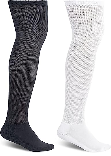 Photo 1 of Athlemo 2 Pair Women Bamboo Daibetic Socks Over Knee Non-Binding Circulation Cushioned Socks SIZE 10-13
