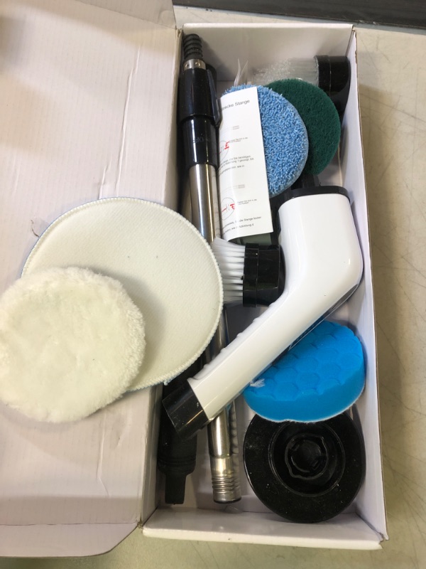 Photo 2 of Electric Spin Scrubber, Cordless Cleaning Brush Tub Tile Scrubber for Home, 8 Replaceable Brush Heads, 90Mins Work Time 3 Adjustable Handle 2 Adjustable Speeds for Bathroom Shower Bathtub Glass Car White