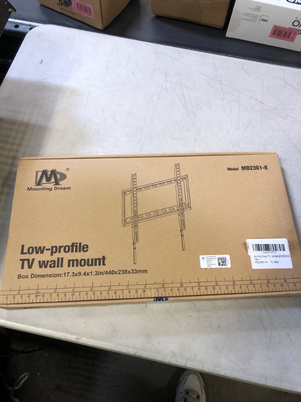 Photo 3 of Mounting Dream TV Mount Fixed for Most 26-55 Inch LED, LCD and Plasma TV, TV Wall Mount TV Bracket up to VESA 400x400mm and 100 LBS Loading Capacity, Low Profile and Space Saving Flat Mount MD2361-K NEW - FACTORY SEALED