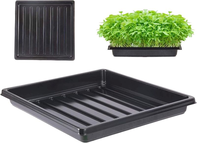 Photo 1 of BeGrit 1010 Tray Without Holes Growing Trays Shallow Tray Drain Tray Microgreens 5-Pack Black
