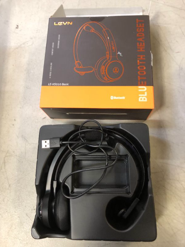 Photo 2 of LEVN Bluetooth Headset, Wireless Headset with Microphone & Mute Button, 60Hrs Talk Time, On-Ear AI Noise Cancelling Headphones with Bluetooth 5.2 Multipoint for Trucker/Remote Work/Online Class/Zoom
