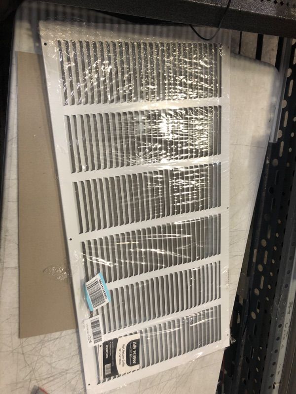 Photo 2 of Air Flow Decor 30" x 14" Steel Return Air Grille | HVAC Vent Cover Grill for Wall, Sidewall and Ceiling | Air Return Vent Covers, White (Screws Included) | Outside Dimensions: 31.75"W x 15.75"H