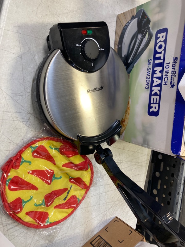 Photo 2 of 10inch Roti Maker by StarBlue with FREE Roti Warmer - The automatic Stainless Steel Non-Stick Electric machine to make Indian style Chapati, Tortilla, Roti AC 110V 50/60Hz 1200W