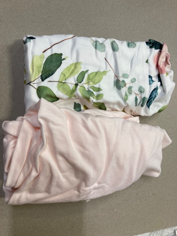 Photo 1 of GRSSDER Stretchy Ultra Soft Baby Fitted Bassinet Sheet Set 2 Pack, Universal Cradle Sheet Set for Rectangle, Oval, or Hourglass Bassinet Pad/Mattress,Pink Rose Bassinet Sheets for Girls Pink1