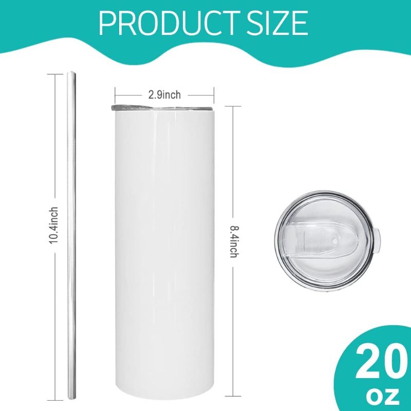 Photo 1 of 1pc 20 Oz Skinny Travel Tumbler with Lid Straw 