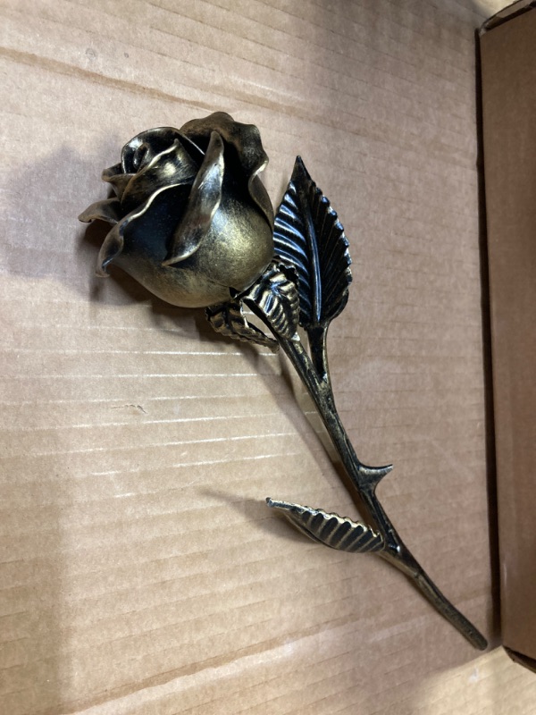 Photo 2 of Hand Forged Metal Rose (Bronze Stained) (+ Metal Stand)