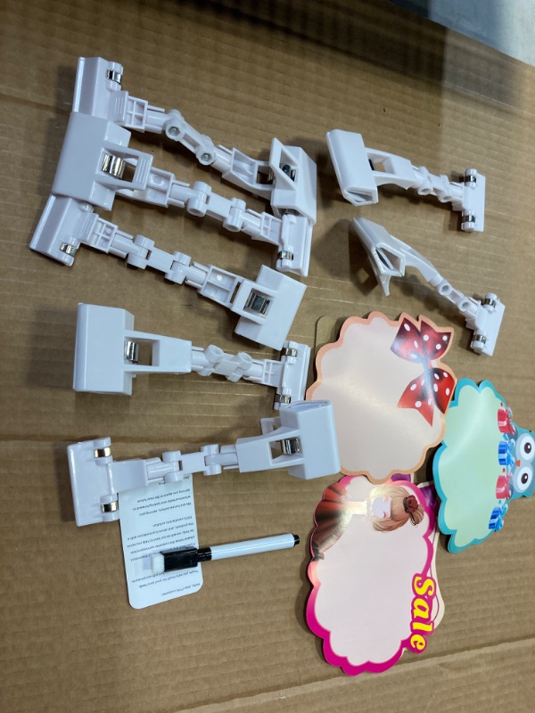 Photo 2 of 7pcs---PYK Merchandise Display Sign Clips - Plastic Adjustable Pop Clip Sign Holder, Price Tags Display Sign Holder Clip, 8Pcs It Can Be Used in Shops, Supermarkets, Offices and Exhibitions