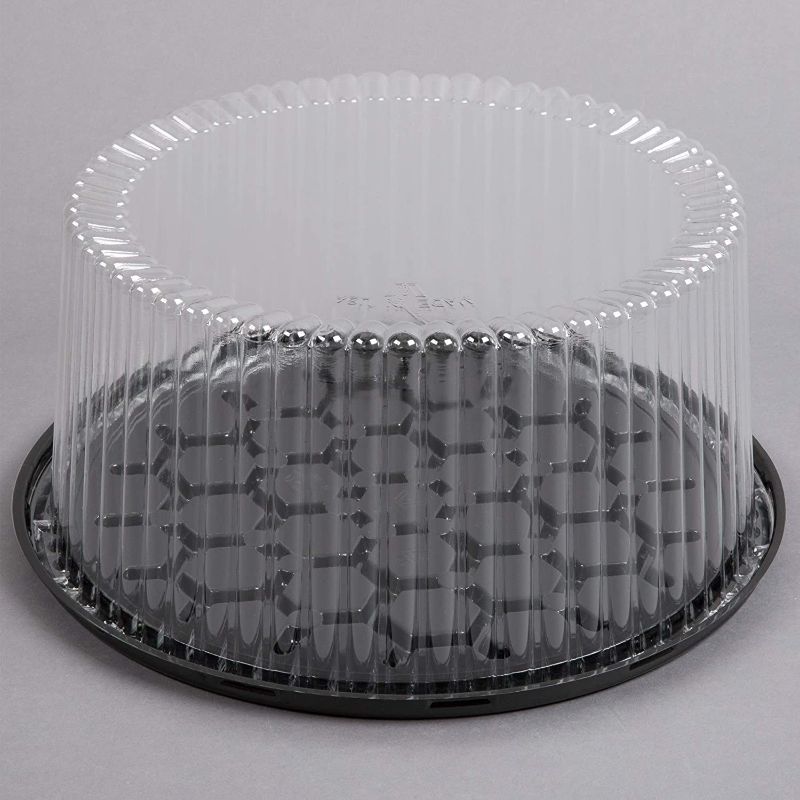 Photo 1 of 10 - 11" Plastic Disposable Cake Containers Carriers With Dome Lids And Cake Boards [5 Pack]  