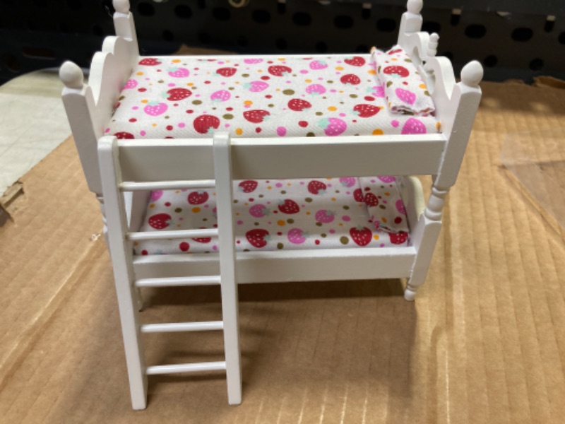 Photo 1 of mini Toy---Wooden Nursery Room Decoration Dollhouse Furniture 1:12 Scale-Doll Bunk Bed with Ladder and Mattres for Dollhouse
