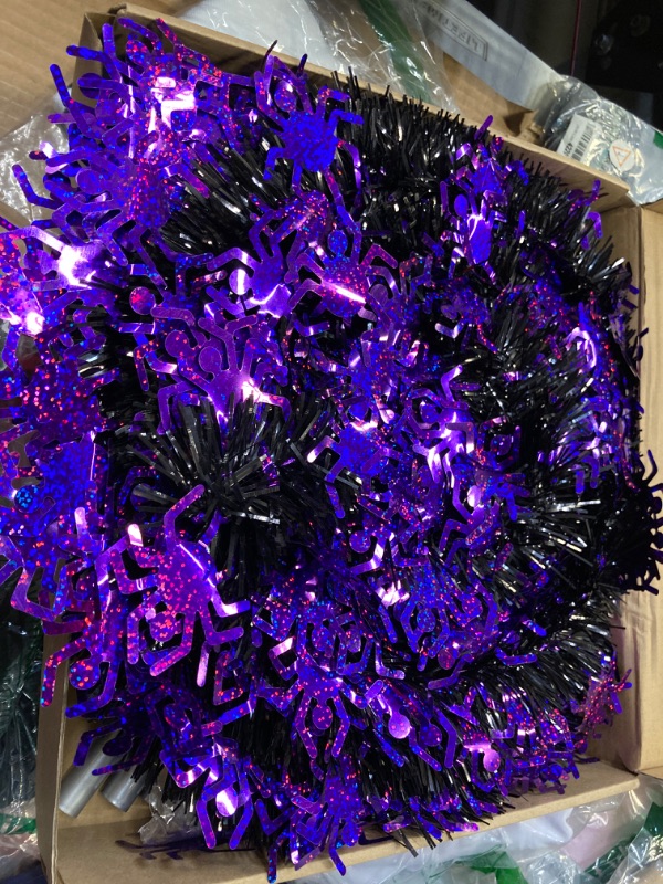 Photo 2 of 1PC----HMASYO 5 FT Pumpkins Tinsel Halloween Thanksgiving Tree with 50 LED Lights - Collapsible Pop Up Pumpkin Sequins Artificial Purple Black Pencil Tree Decorations for Halloween Party Indoor Outdoor 5 Foot Pumpkin-purple Black Spiral