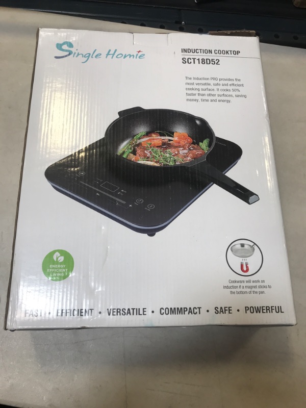 Photo 2 of 12" Induction Cooktop, SINGLEHOMIE 1800W Portable 12 inch Cooker Countertop Burner, Touch Sensor LED Display Plug-in 110-120V
