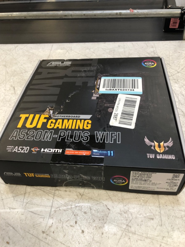 Photo 2 of ASUS TUF Gaming A520M-PLUS (WiFi) AMD AM4 (3rd Gen Ryzen™) microATX Gaming Motherboard (M.2 Support, 802.11ac Wi-Fi, DisplayPort, HDMI, D-Sub, USB 3.2 Gen 1 Type-A and Aura Addressable Gen 2 headers) -- Factory Seal