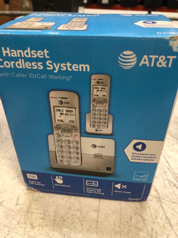 Photo 2 of AT&T EL51203 - 2 Handset DECT 6.0 Cordless Home Phone Full-Duplex Handset Speakerphone, Backlit Display, Lighted Keypad, Caller ID/Call Waiting, Phonebook, Eco Mode, Voicemail Key, Quiet Mode,Intercom 2 Handsets - Factory SEal