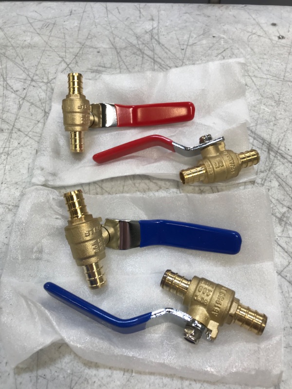 Photo 2 of (4 Pack) sicoince 1/2 Pex Ball Valve 1/2 Pex Shut Off Valve Pex Fittings 1/2 Inch Shut Off Valve Brass, Inlet Fit 1/2 Inch PEX a/b/c Pipe, Outlet Fit 1/2 Inch PEX a/b/c Pipe 1/2 inch PEX-B Crimp (4 Pack)