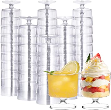 Photo 1 of 2 Oz Clear Plastic Wine Glasses 80 Pack, Hard Disposable Shot / Drink Glasses Ideal for Home Daily Life Party Wedding Drinking Dessert Ice Cream 