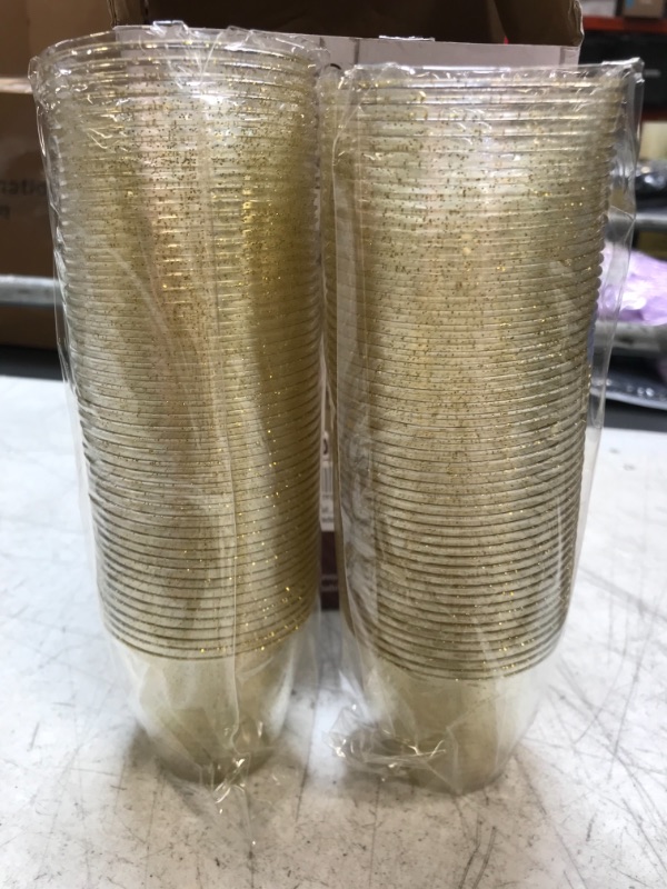 Photo 1 of 5 oz 100 Pack Small Glitter Disposable Cups, Glitter Plastic Cups, Disposable Plastic Shot Glasses for Parties, Plastic Cocktail Glasses, Wedding Tumblers,Perfect for Halloween Thanksgiving Christmas 5-Glitter-100