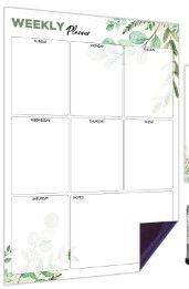 Photo 1 of Weekly Magnetic Calendar for Refrigerator (Leaf) | Magnetic Fridge Planner 12 x 17 Inch, Shopping List & to Do List 4 x 8 Inch |