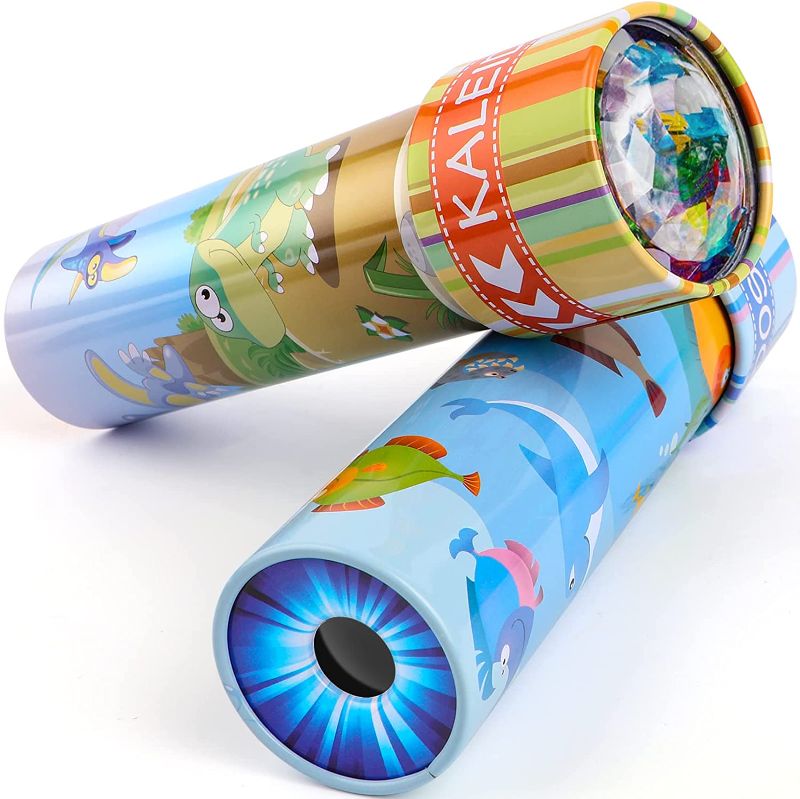 Photo 1 of iKeelo Classic Tin Kaleidoscopes 2 Pack, Discover Hidden Animals, Crystal Clear View, Vintage Retro Toys in Gift Box