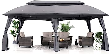 Photo 1 of ABCCANOPY 10x13 Outdoor Gazebo - Patio Gazebos with Mosquito Netting and Double Roof for Backyard, Garden or Lawn (GRAY