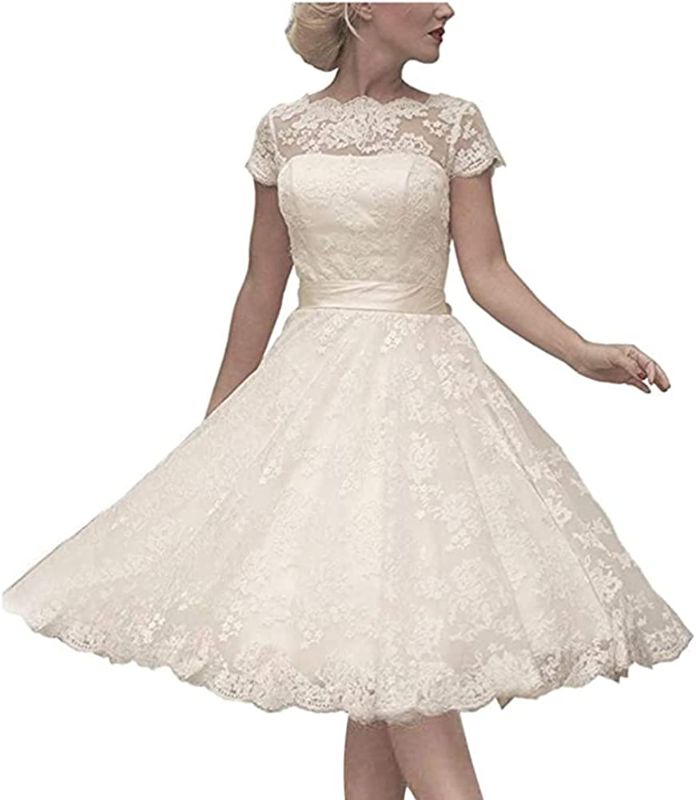 Photo 1 of Abaowedding Women's Cocktail Dress Floral Lace Knee Length Short Formal Wedding Bridal Gown 14
