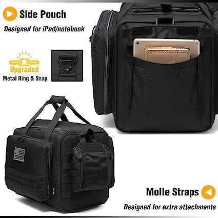 Photo 3 of DBTAC Gun Case Bag Large | Tactical 4+ Pistol Bag Firearm Shooting Case with Lockable Zippers for Shooting Range Outdoor Hunting | 2X Removable Dividers + US Flag Patch + Universal Holster Included