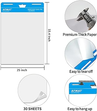 Photo 3 of Sticky Easel Pads, Upgraded Flip Chart Paper, Large Easel Paper for Teachers, 25 x 30 Inches, Self Stick Easel Paper for White Board, 30 Sheets