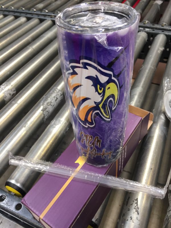 Photo 1 of 1 PC STEM MAGNET ACADEMY 20 OZ STAINLESS STEEL SKINNY TUMBLER WITH LID & STRAW, LOUISIANA, EAGLES 