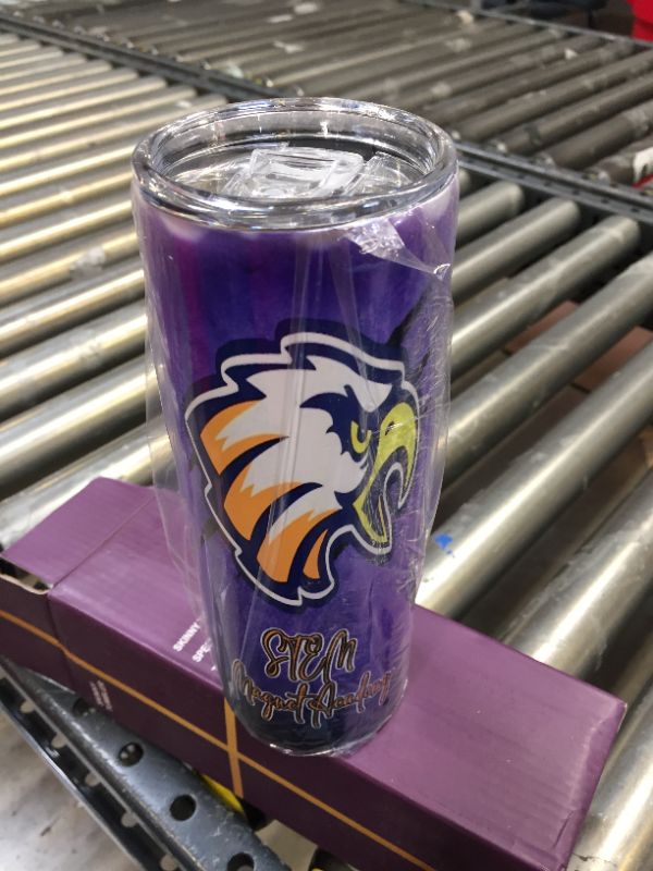 Photo 2 of 1 PC STEM MAGNET ACADEMY 20 OZ STAINLESS STEEL SKINNY TUMBLER WITH LID & STRAW, LOUISIANA, EAGLES 