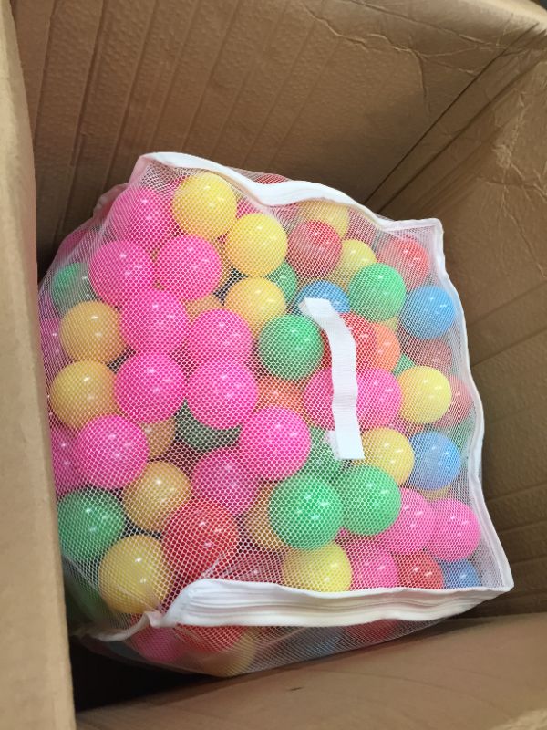 Photo 2 of Amazon Basics BPA Free Crush-Proof Plastic Ball Pit Balls with Storage Bag, Toddlers Kids 12+ Months, 6 Pastel Colors - Pack of 1000 6 Pastel Colors 1,000 Balls