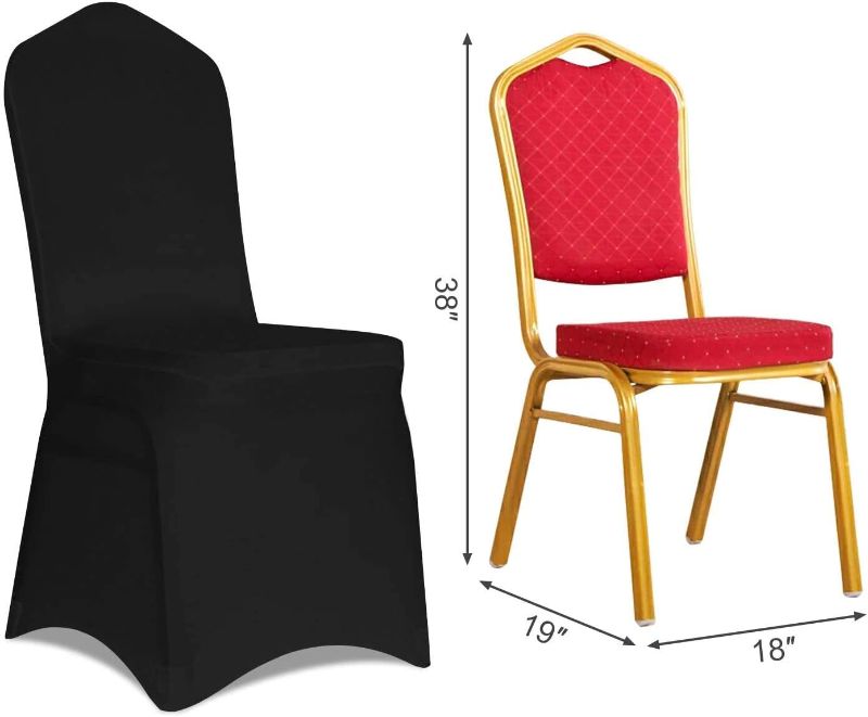 Photo 1 of  Black Chair Covers ,2 PCS Stretch Spandex Chair Cover for Party/BanqueBlack 2PCS