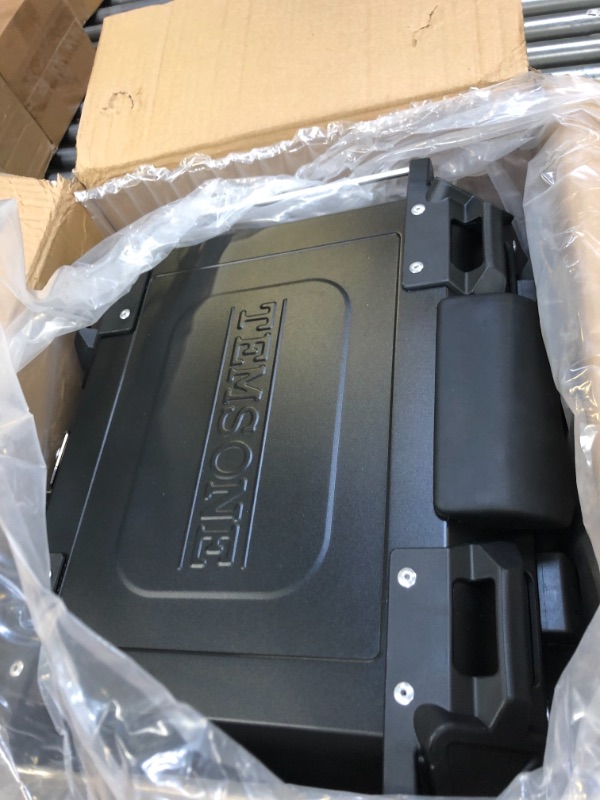 View 2 of TEMSONE 45L Universal Motorcycle Top Case, Motorcycle Tail Box with Backrest & Handle, Waterproof Motorcycle Rear Top Box, Dual-key Storage Carrier Case, Aluminum Trunk Tour Tail Box for Store Helmet