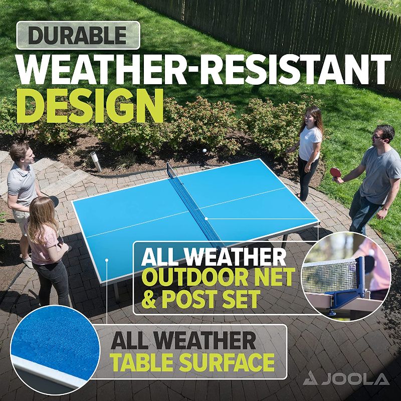 Photo 1 of JOOLA NOVA - Outdoor Table Tennis Table with Waterproof Net Set - Quick Assembly - All Weather Aluminum Composite Outdoor Ping Pong Table - Tournament Quality - Indoor & Outdoor Compatible NOVA Pro Plus Outdoor Table Tennis Table