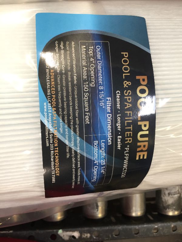 Photo 1 of POOLPURE PLFPWWCT150 Pool Filter Replaces PWWCT150,Clearwater II ProClean 150, 817-0150N, Unicel 8414, Filbur FC-1287, SD-00210, 150 Sq.ft Filter Cartridge 1PACK