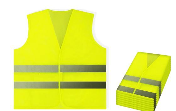 Photo 1 of  5 pack - Yellow Reflective High Visibility, Hi Vis Silver Strip, Men Women, Work, Cycling, Runner, Surveyor, Volunteer, Crossing Guard, Road, Construction, Neon (Mesh, 5)  - ONE SIZE FITS MOST