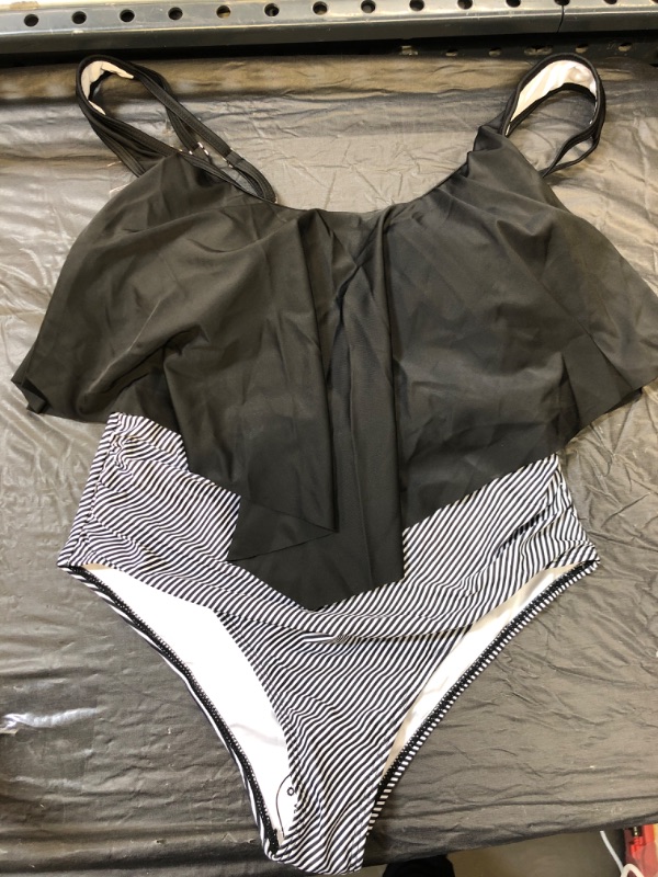 Photo 1 of 2 PIECE BLACK AND WHITE SWIMSUIT SIZE L