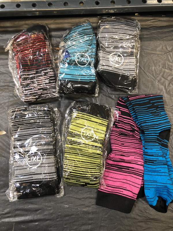 Photo 1 of 6 Pairs Multi Colored Crew Socks L/XL