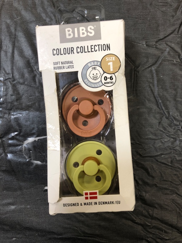 Photo 2 of BIBS Baby Pacifiers | BPA-Free Natural Rubber Pacifier | Made in Denmark | Set of 2 Soothers (Meadow/Earth, 0-6 Months) 0-6 Month Meadow/Earth