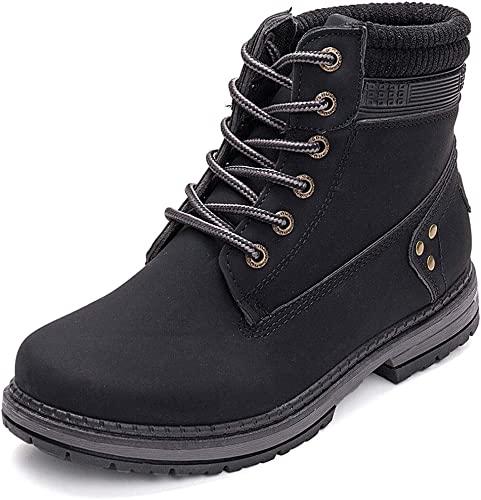 Photo 1 of Athlefit Women's Work Waterproof Hiking Combat Boots Lace up Low Heel Booties Ankle Boots 9
