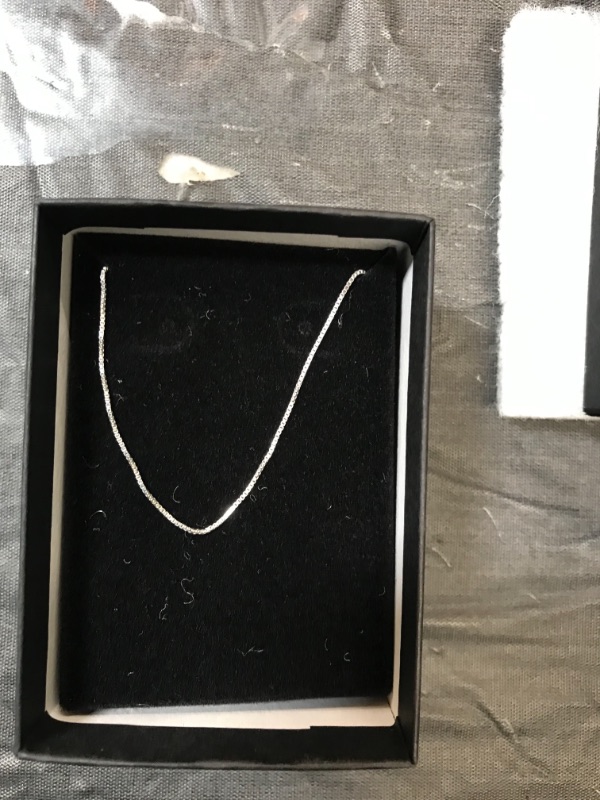 Photo 2 of Amazon Collection Sterling Silver Thin 0.6mm Box Chain Necklace