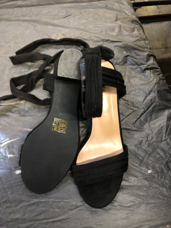 Photo 2 of Allegra K Women's Open Toe Ankle Tie Back Block Heels Sandals SIZE 8 Black
