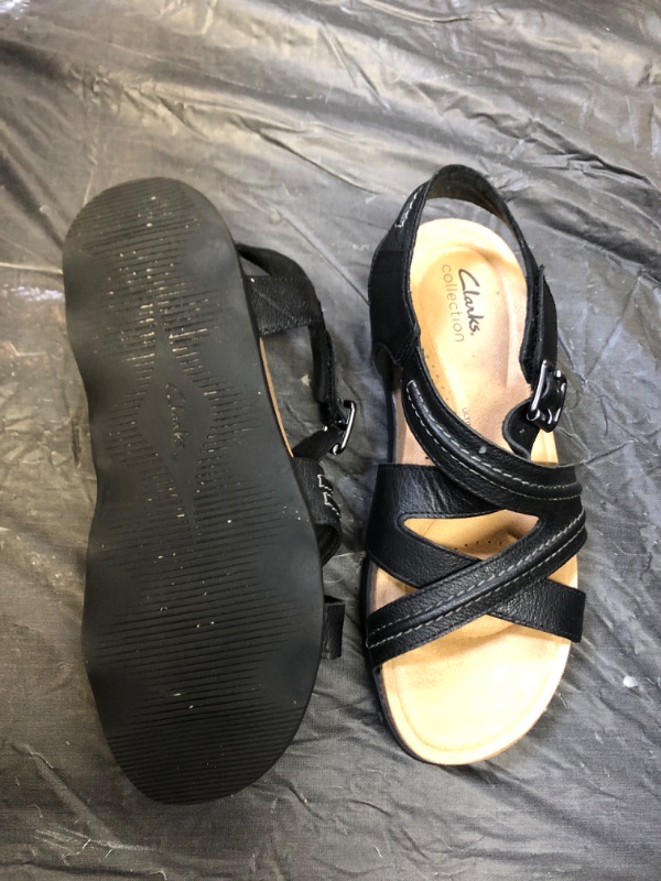 Photo 2 of Clarks Women's Brynn Ave Flat Sandal, Black Leather, SIZE 8