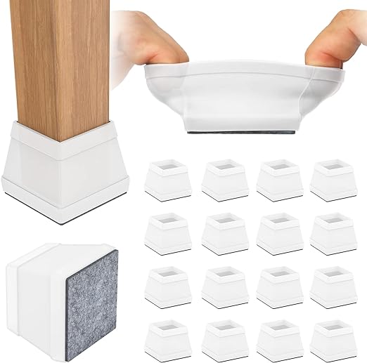 Photo 1 of 24 PCS Square Silicone Chair Leg Floor Protectors with Felt Pads for Protecting Hard Floors from Scratches and Noise.
